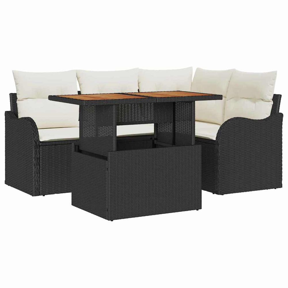 Poly Rattan Gartensofa Set Schwarz Creme