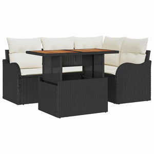 Poly Rattan Gartensofa Set Schwarz Creme