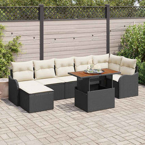 vidaXL Garden Sofa Set with Cushions and Storage 8 pcs Black and Cream