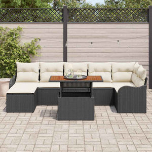 vidaXL Garden Sofa Set with Cushions and Storage 8 pcs Black and Cream