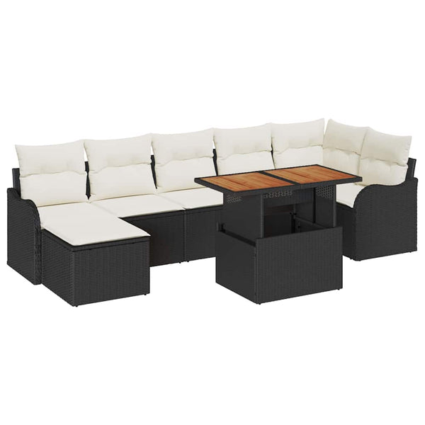 vidaXL Garden Sofa Set with Cushions and Storage 8 pcs Black and Cream
