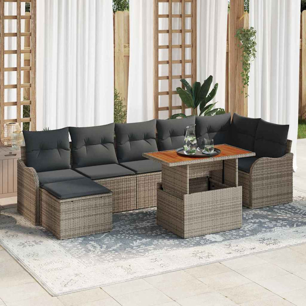 vidaXL Garden Sofa Set with Cushions and Storage 8 pcs Grey