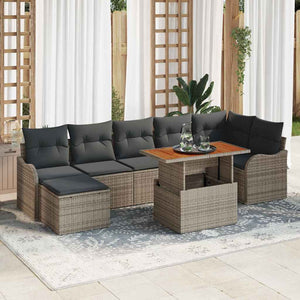 vidaXL Garden Sofa Set with Cushions and Storage 8 pcs Grey