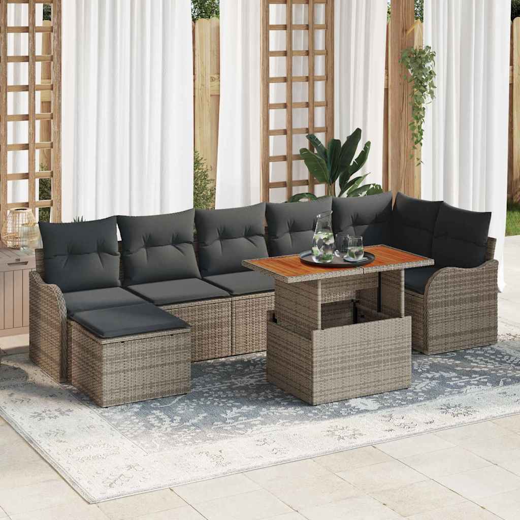 vidaXL Garden Sofa Set with Cushions and Storage 8 pcs Grey