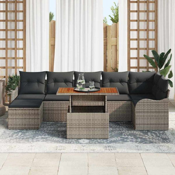vidaXL Garden Sofa Set with Cushions and Storage 8 pcs Grey
