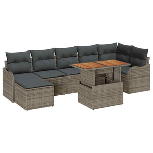 vidaXL Garden Sofa Set with Cushions and Storage 8 pcs Grey