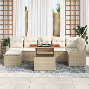 vidaXL Garden Sofa Set with Cushions with Storage 8 pcs Beige and Cream