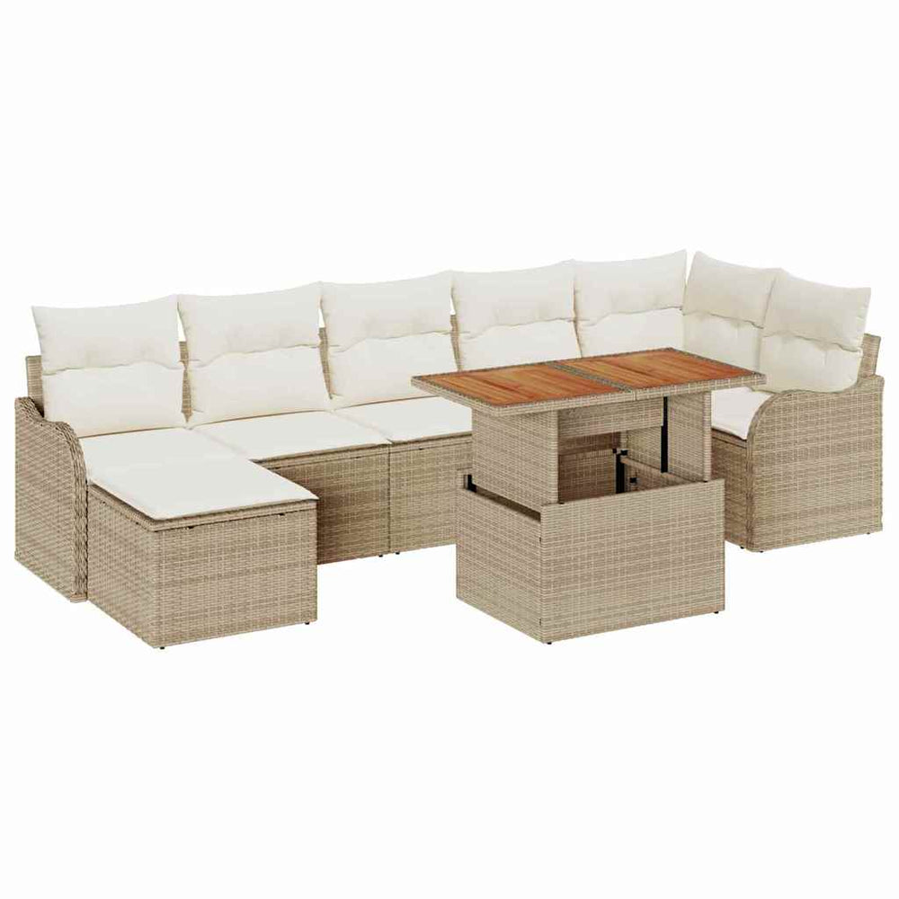 vidaXL Garden Sofa Set with Cushions with Storage 8 pcs Beige and Cream