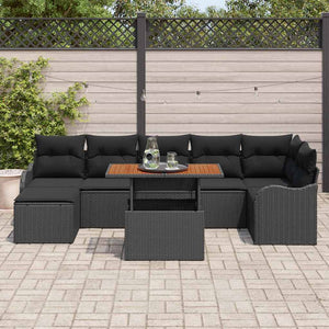 vidaXL Garden Sofa Set with Cushions with Storage 8 pcs Black