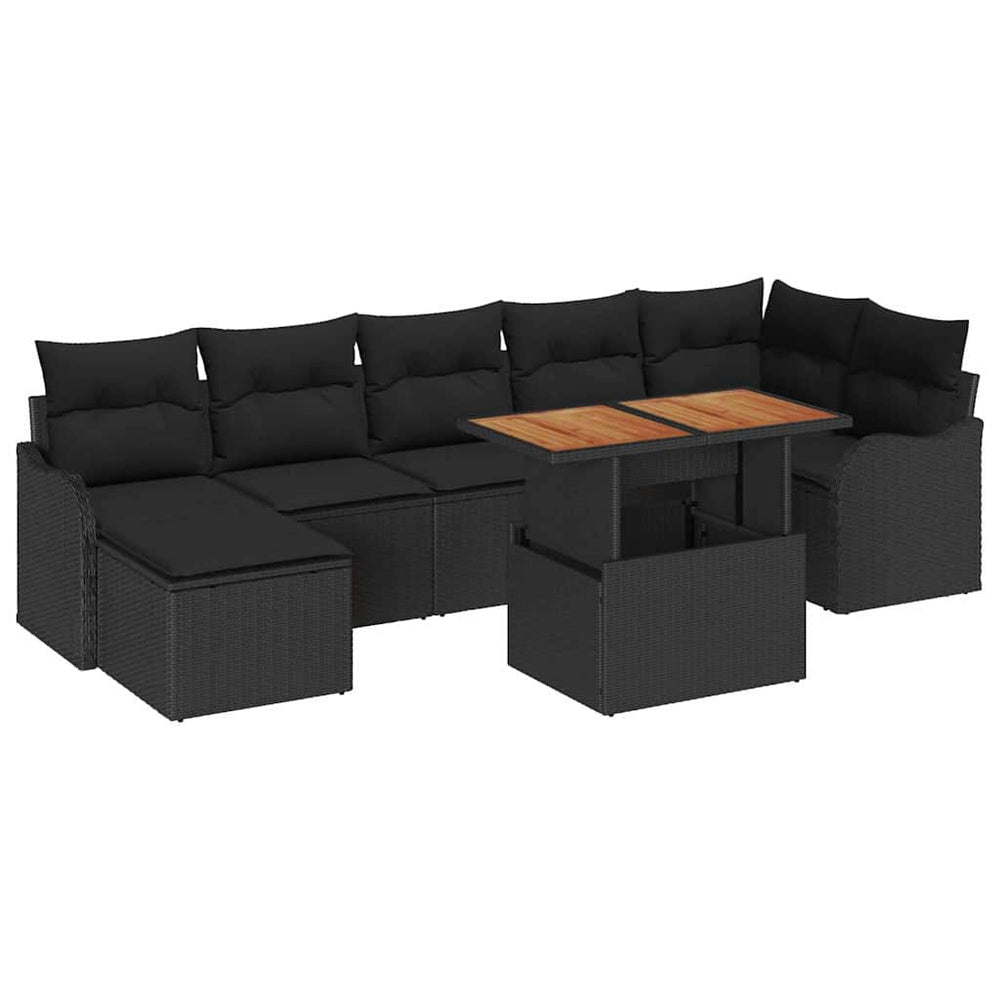 vidaXL Garden Sofa Set with Cushions with Storage 8 pcs Black