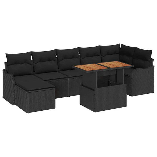vidaXL Garden Sofa Set with Cushions with Storage 8 pcs Black
