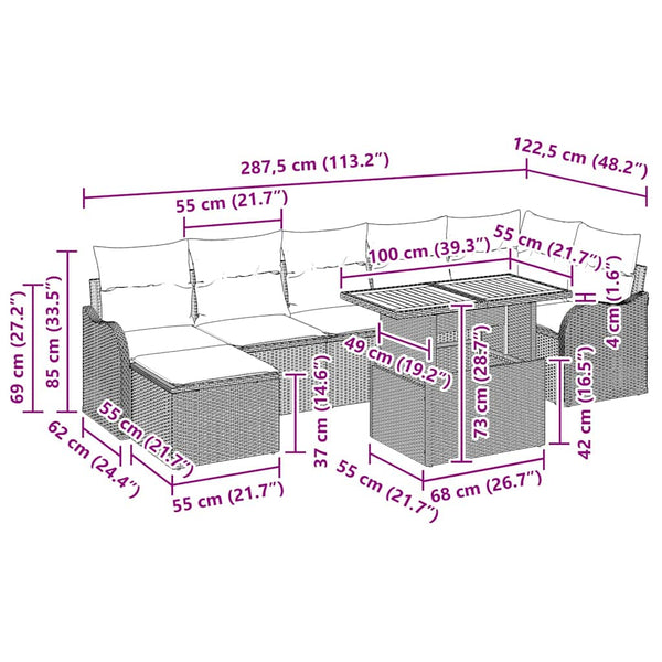 vidaXL Garden Sofa Set with Cushions with Storage 8 pcs Black