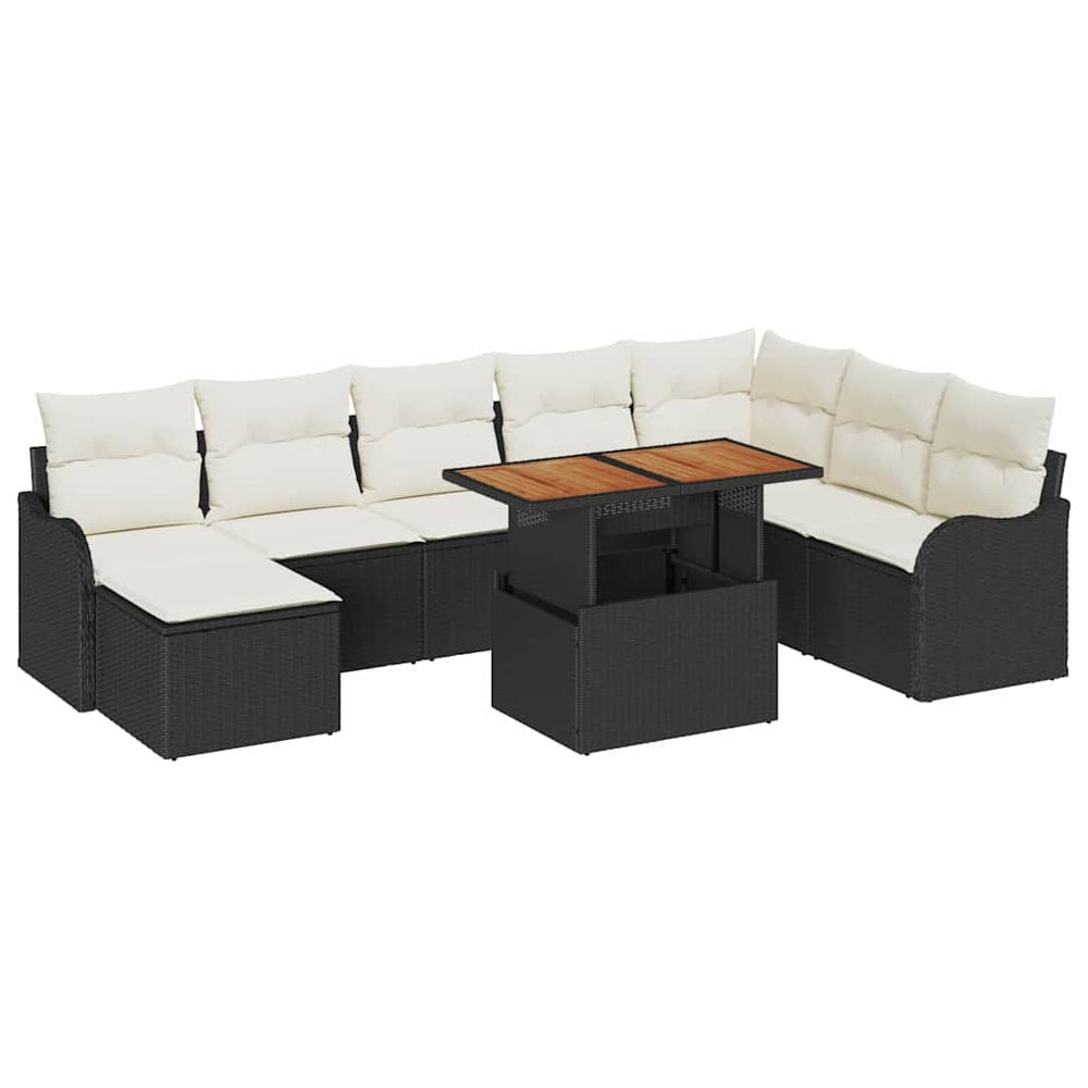 vidaXL Garden Sofa Set with Cushions with Storage 9 pcs Black and Cream