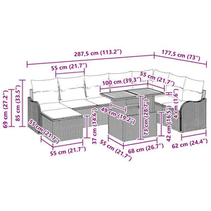vidaXL Garden Sofa Set with Cushions with Storage 9 pcs Black and Cream