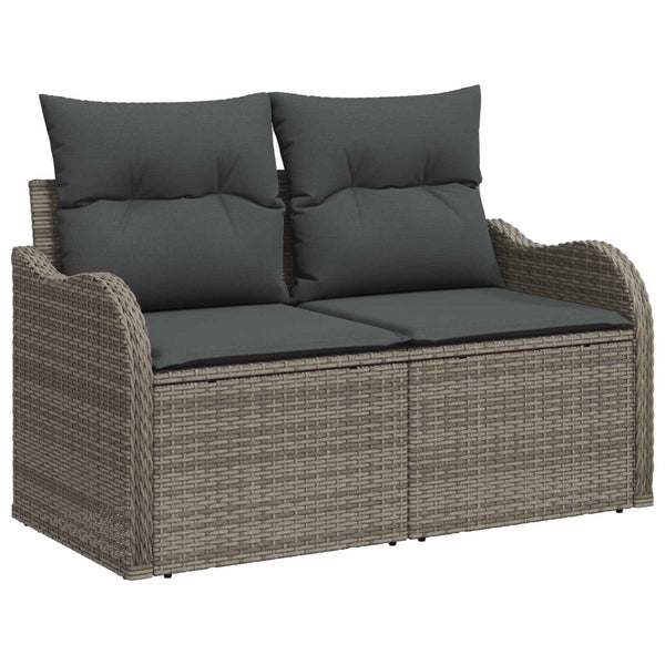 vidaXL Garden Sofa Set with Cushions and Storage 9 pcs Grey