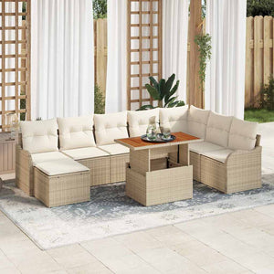 vidaXL Garden Sofa Set with Cushions with Storage 9 pcs Beige and Cream