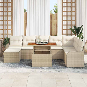 vidaXL Garden Sofa Set with Cushions with Storage 9 pcs Beige and Cream