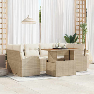 vidaXL Garden Sofa Set with Cushions with Headrest 7 pcs Beige and Cream