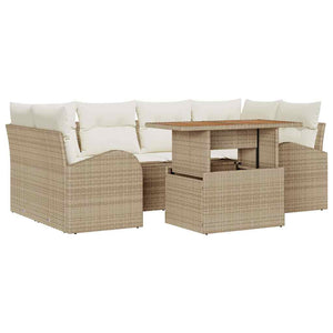 vidaXL Garden Sofa Set with Cushions with Headrest 7 pcs Beige and Cream