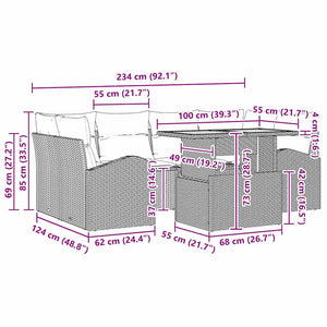 vidaXL Garden Sofa Set with Cushions with Headrest 7 pcs Beige and Cream