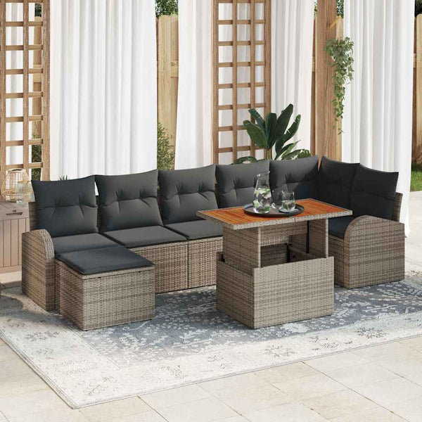 vidaXL Garden Sofa Set with Cushions 8 pcs Grey