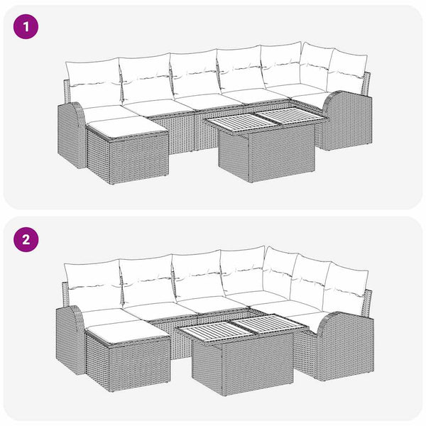 vidaXL Garden Sofa Set with Cushions 8 pcs Grey