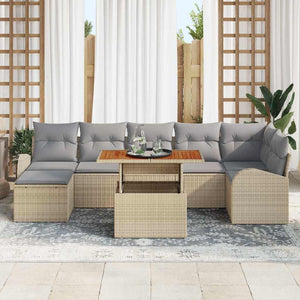 vidaXL Garden Sofa Set with Cushions 8 pcs Beige and Light Gray