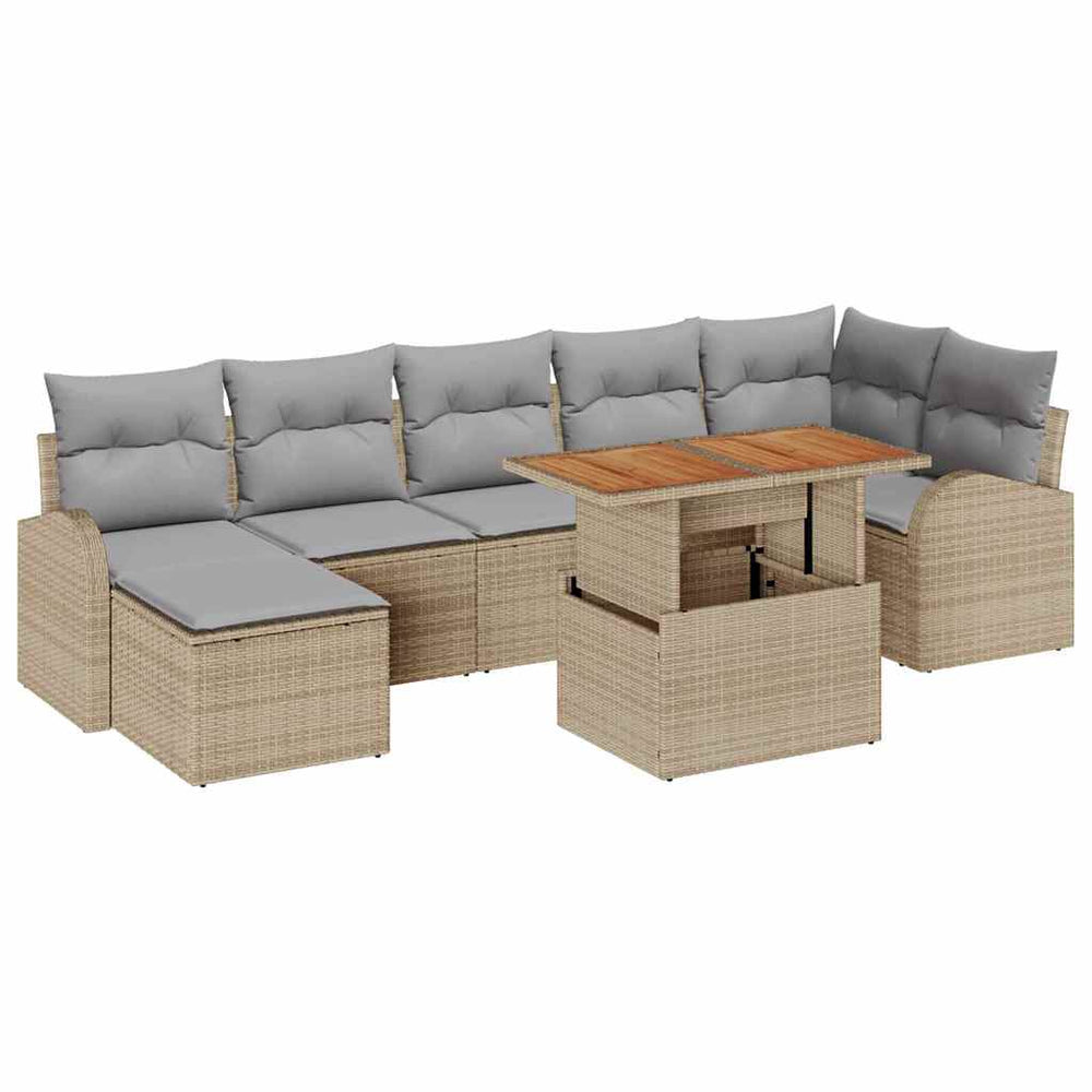 vidaXL Garden Sofa Set with Cushions 8 pcs Beige and Light Gray
