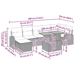 vidaXL Garden Sofa Set with Cushions 8 pcs Beige and Light Gray