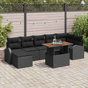 vidaXL Garden Sofa Set with Cushions 8 pcs Black