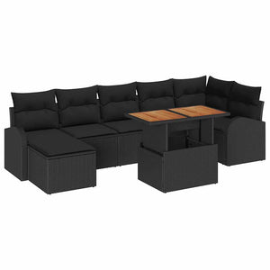 vidaXL Garden Sofa Set with Cushions 8 pcs Black