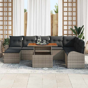 vidaXL Garden Sofa Set with Cushions 9 pcs Grey