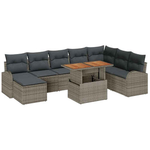 vidaXL Garden Sofa Set with Cushions 9 pcs Grey