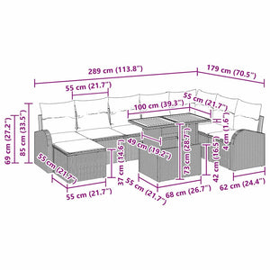 vidaXL Garden Sofa Set with Cushions 9 pcs Grey