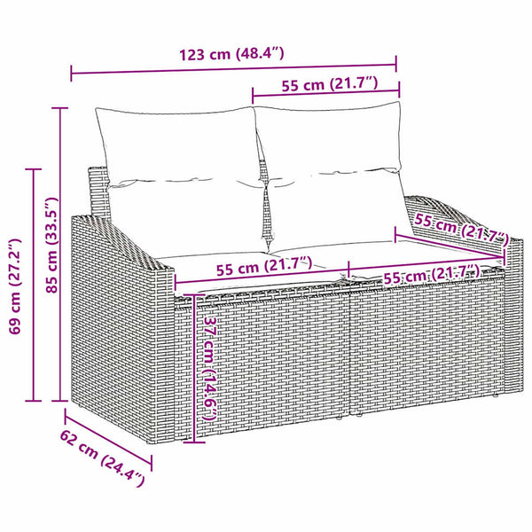 vidaXL Garden Sofa Set with Cushions 9 pcs Grey