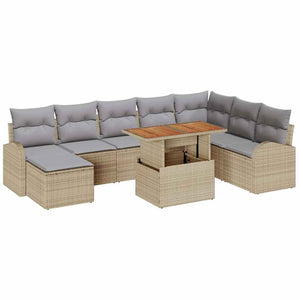 vidaXL Garden Sofa Set with Cushions 9 pcs Beige and Light Gray