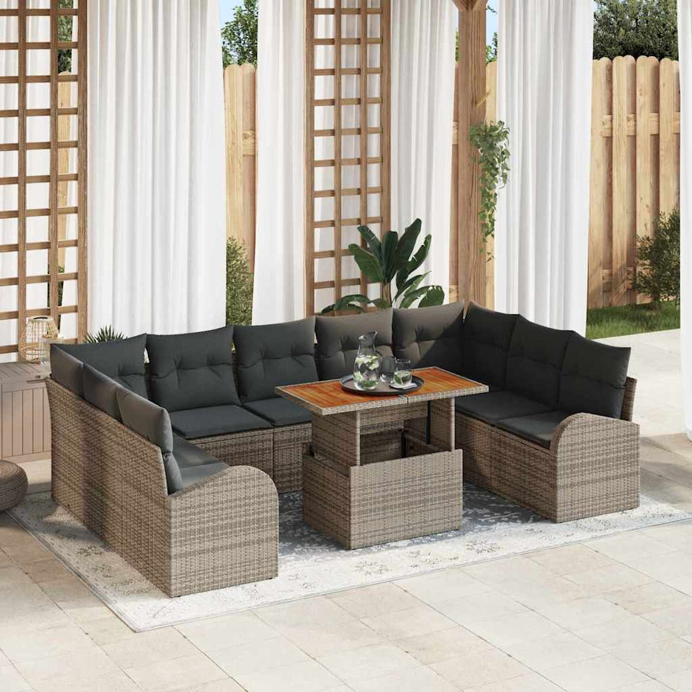 vidaXL Garden Sofa Set with Cushions 10 pcs Grey