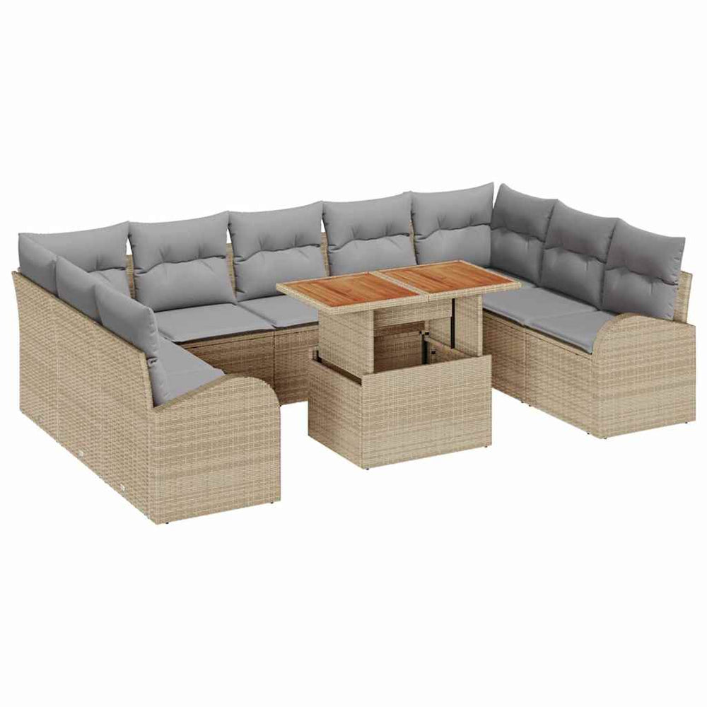 vidaXL Garden Sofa Set with Cushions 10 pcs Beige and Light Gray