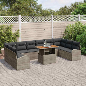 vidaXL Garden Sofa Set with Cushions 11 pcs Grey