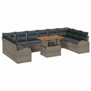vidaXL Garden Sofa Set with Cushions 11 pcs Grey