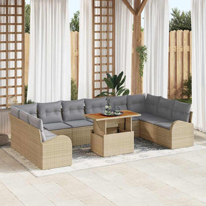 vidaXL Garden Sofa Set with Cushions 11 pcs Beige and Light Grey
