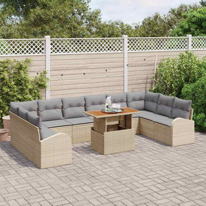 vidaXL Garden Sofa Set with Cushions 11 pcs Beige and Light Grey