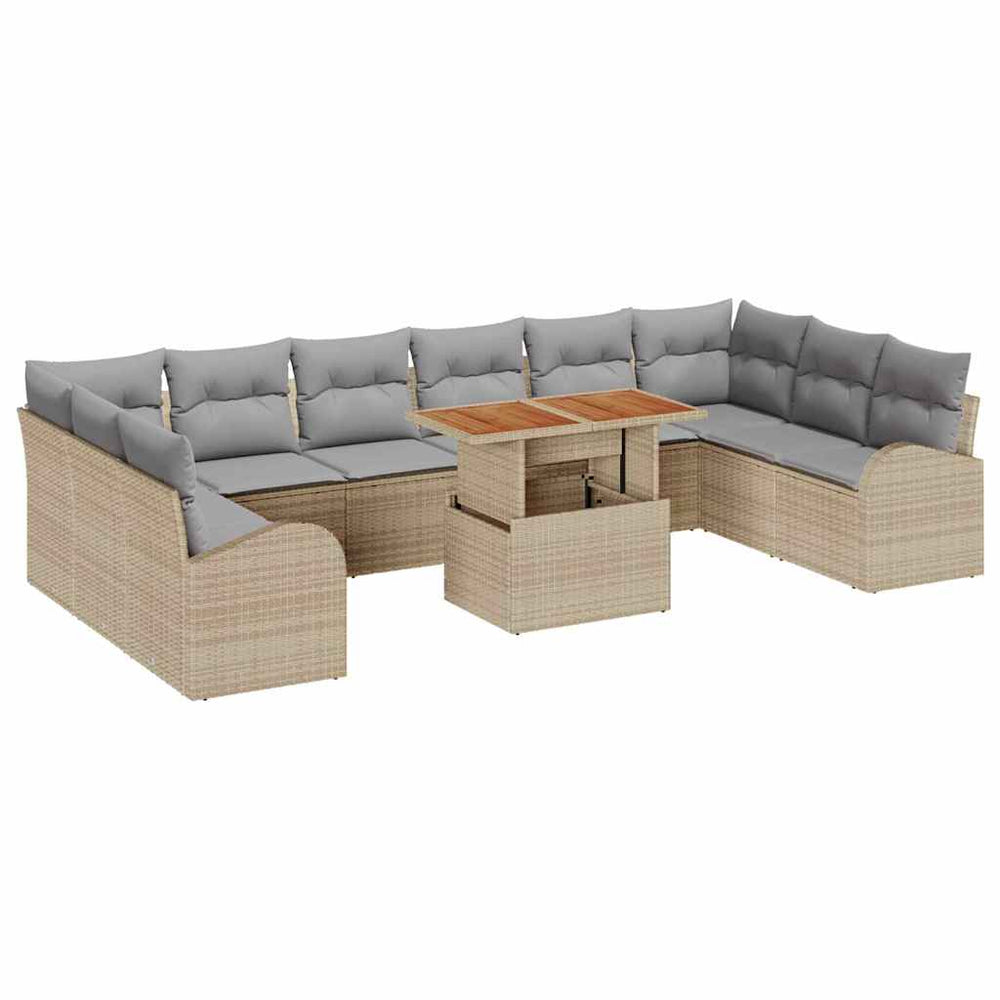 vidaXL Garden Sofa Set with Cushions 11 pcs Beige and Light Grey