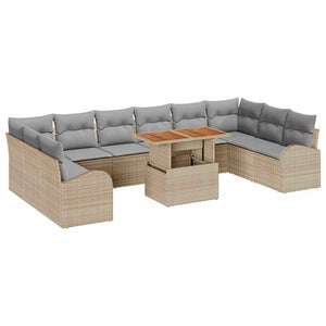 vidaXL Garden Sofa Set with Cushions 11 pcs Beige and Light Grey