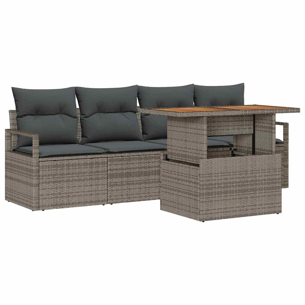 vidaXL Garden Sofa Set with Cushions 5 pcs Grey