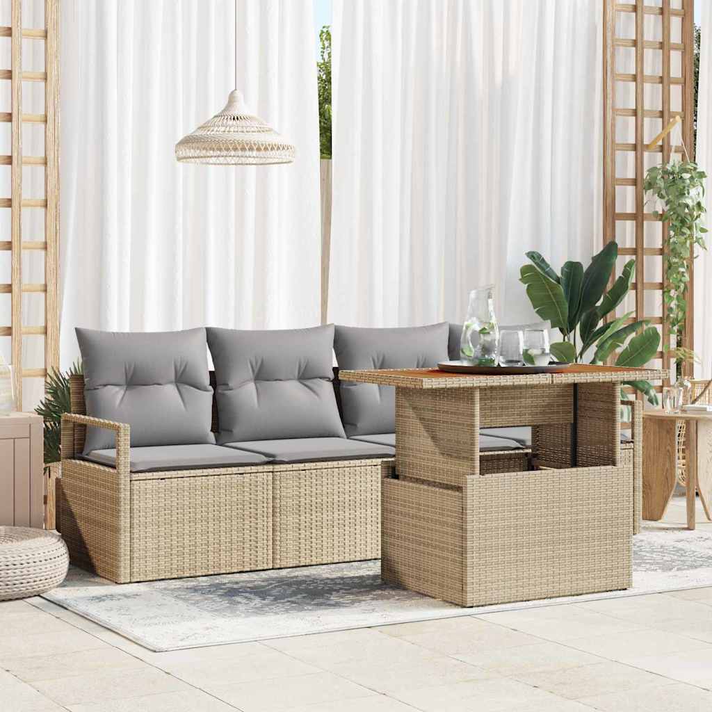 vidaXL Garden Sofa Set with Cushions 5 pcs Beige and Light Grey