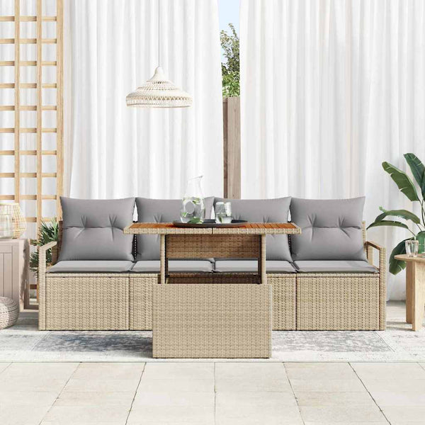 vidaXL Garden Sofa Set with Cushions 5 pcs Beige and Light Grey