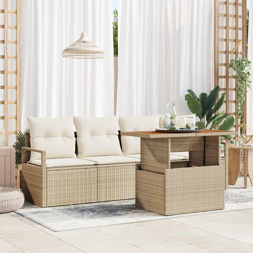 vidaXL Garden Sofa Set with Cushions 5 pcs Beige and Cream