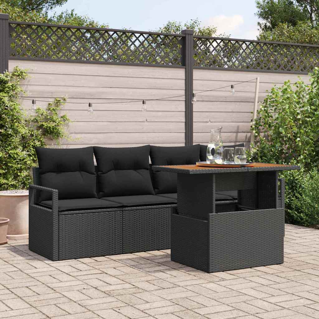 vidaXL Garden Sofa Set with Cushions 5 pcs Black