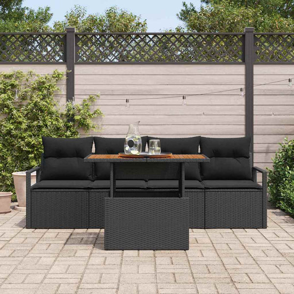 vidaXL Garden Sofa Set with Cushions 5 pcs Black